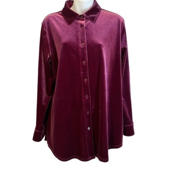 Soft Surroundings Tops - Soft Surroundings Velvet Boyfriend Tunic Shirt